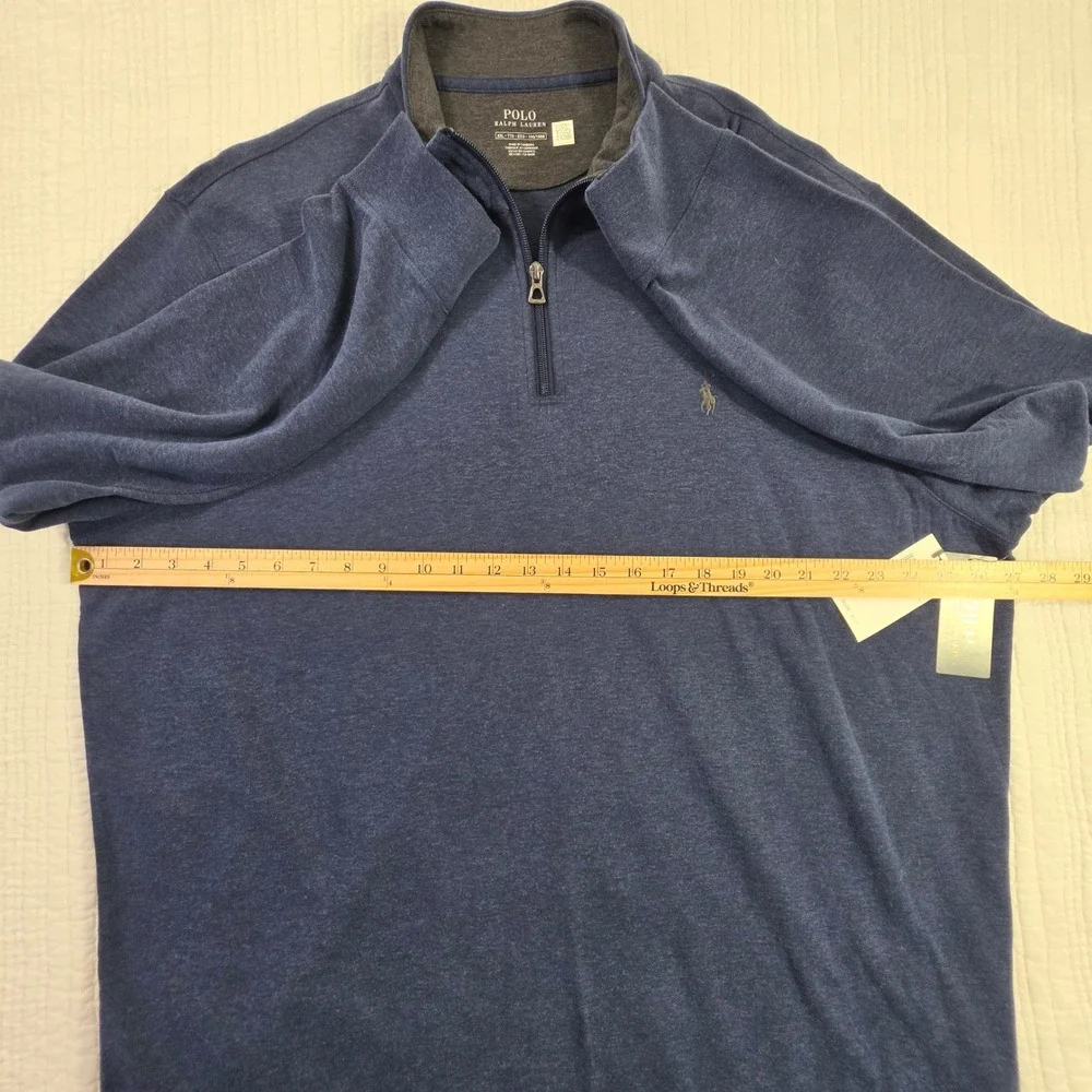 Polo Ralph Lauren Mens XXL Quarter Zip Pullover Navy Heathered Sweater NWT